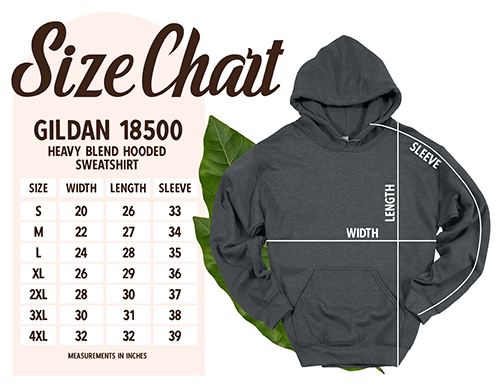Gildan Hoodie & Sweatshirt Size Chart